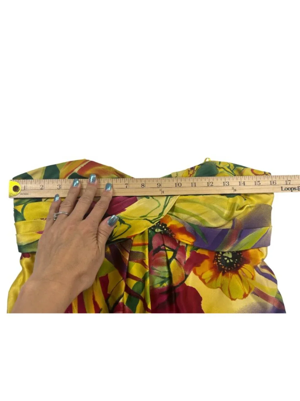 Cache' Women's Size 6 Satin Strapless Mini Dress Floral Tropical Resortwear - Picture 8 of 13